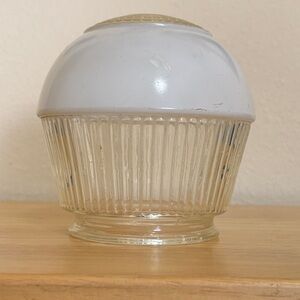 Mid Century Holophane Light Globe Glass & White Clear